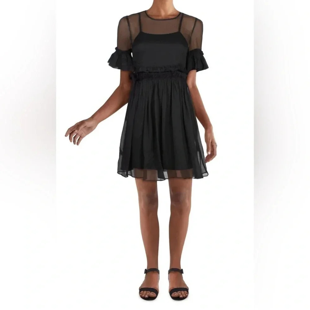 Endless Rose Black Chiffon Mini Dress Size XS NWT - Picture 1 of 7